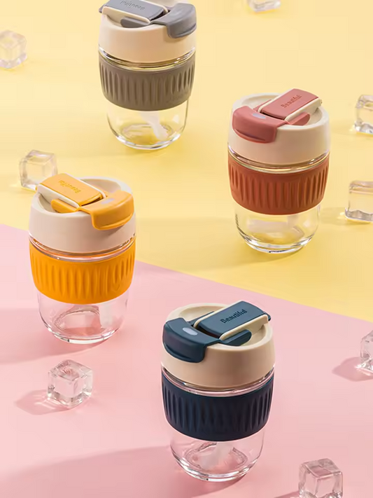 Nordic Style Transparent Glass Straw Cup