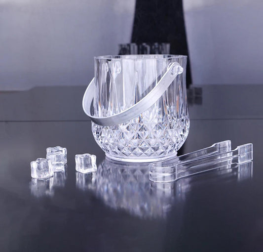 Plastic Crystal Ice Bucket with Handle